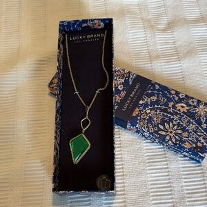 Lucky Brand Necklace with Green Geometric Pendant